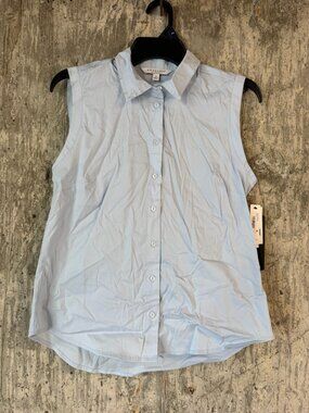 LIVERPOOL Women's Sleeveless Button Front Shirt Size XS In Sky Blue